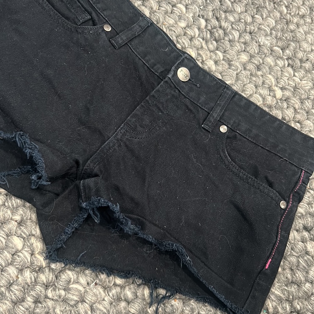 Victoria Secrets Pink Blue Black Denim Mini Shorts - Picture 2 of 4
